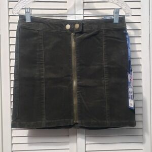 Blue Spice Corduroy Mini Skirt Juniors Size‎ 3 Charcoal Gray Full Zip Front NWT